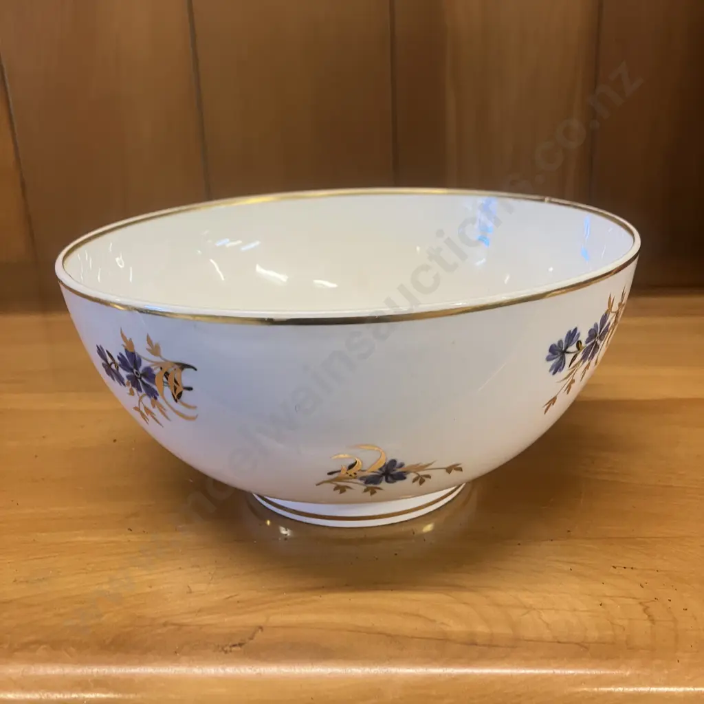 Georgian Antique Derby Porcelain Slop Bowl, Cobalt Blue & Gilt Floral Pattern, 1820's Back Stamp. 8 x 16.5cm Image 1++