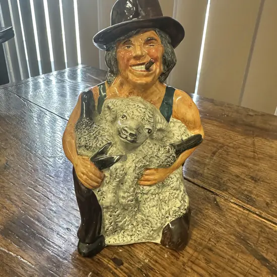 Staffordshire Roy Kirkam 'Shearer' Hand Painted Toby Jug H20cm.