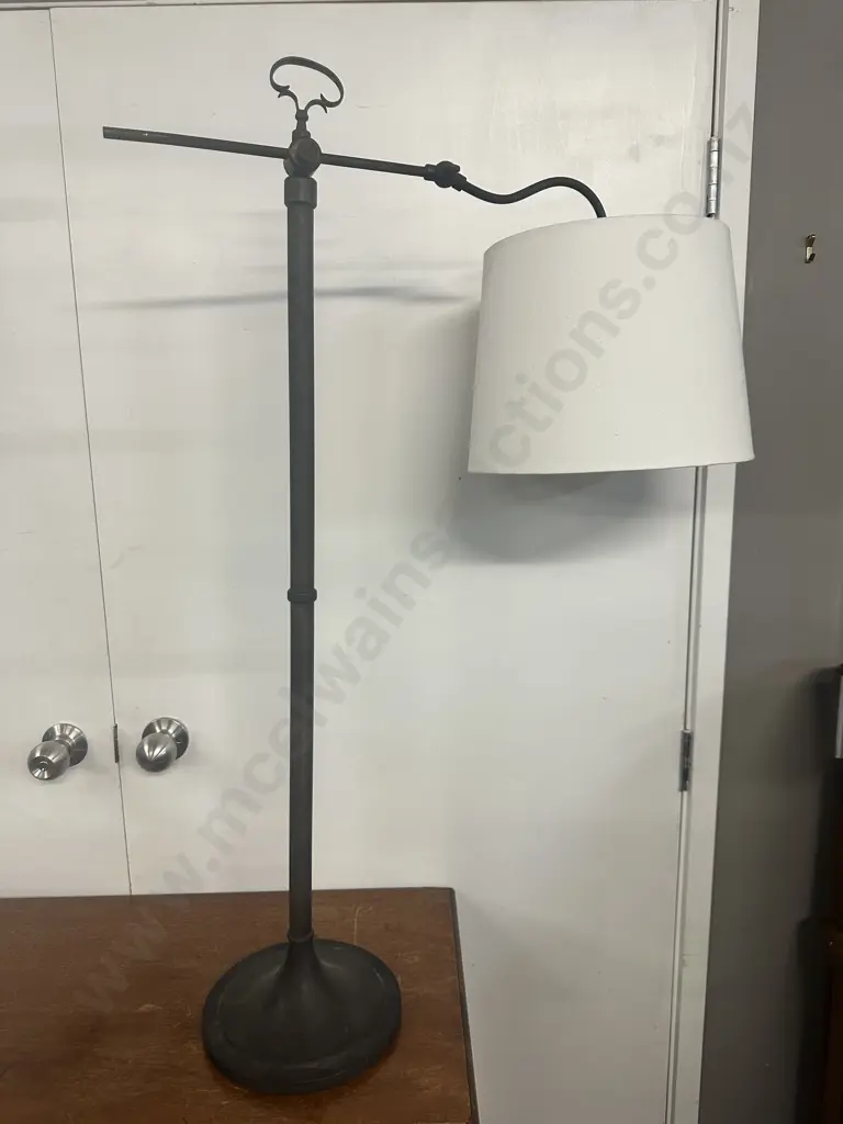 Floor Lamp With Cream Shade & Three Adjustments (as found no wiring) Image 1++