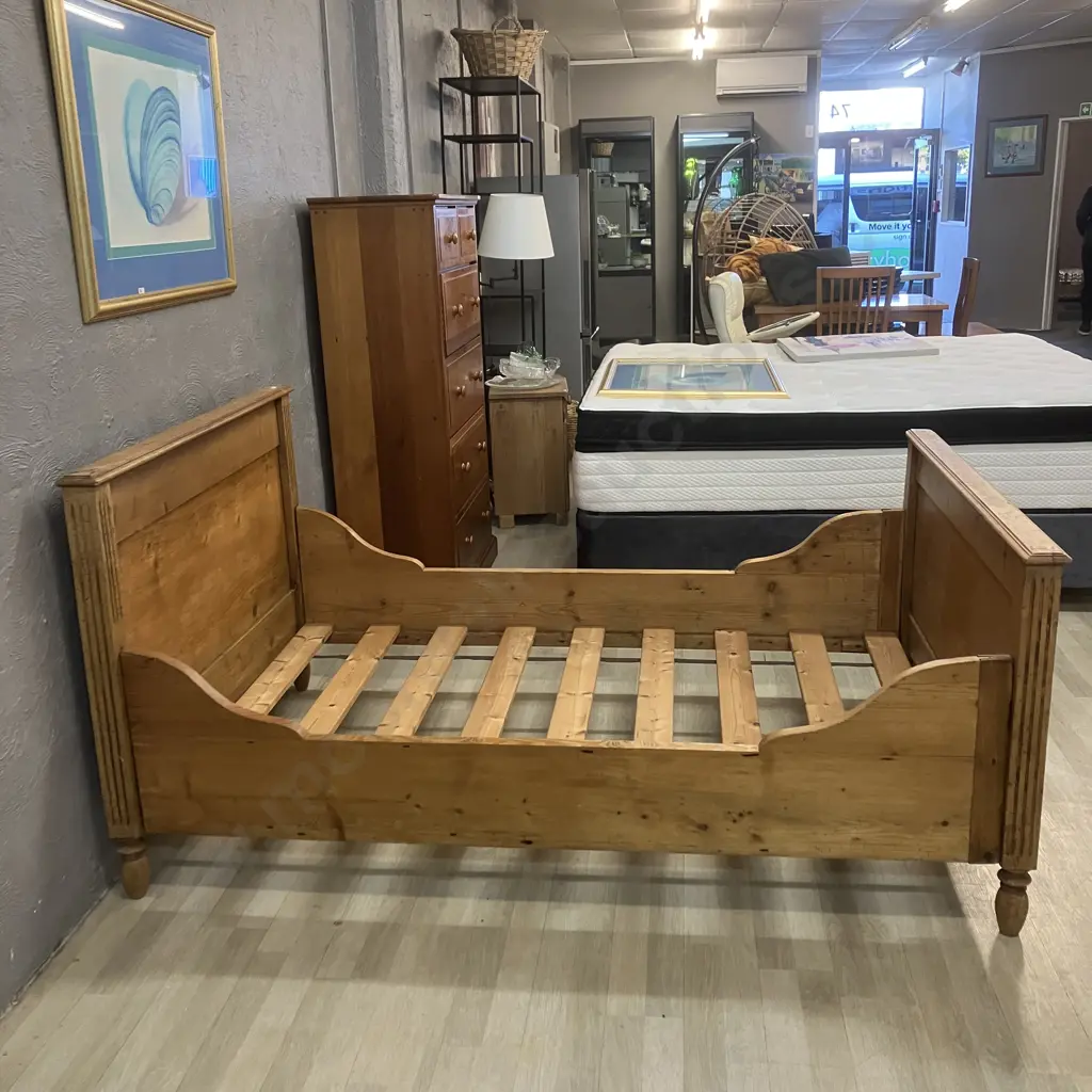 Antique Victorian Pine Bed Image 1++