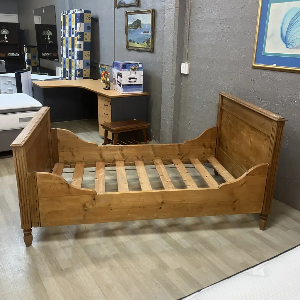 Antique Victorian Pine Bed Image 1++