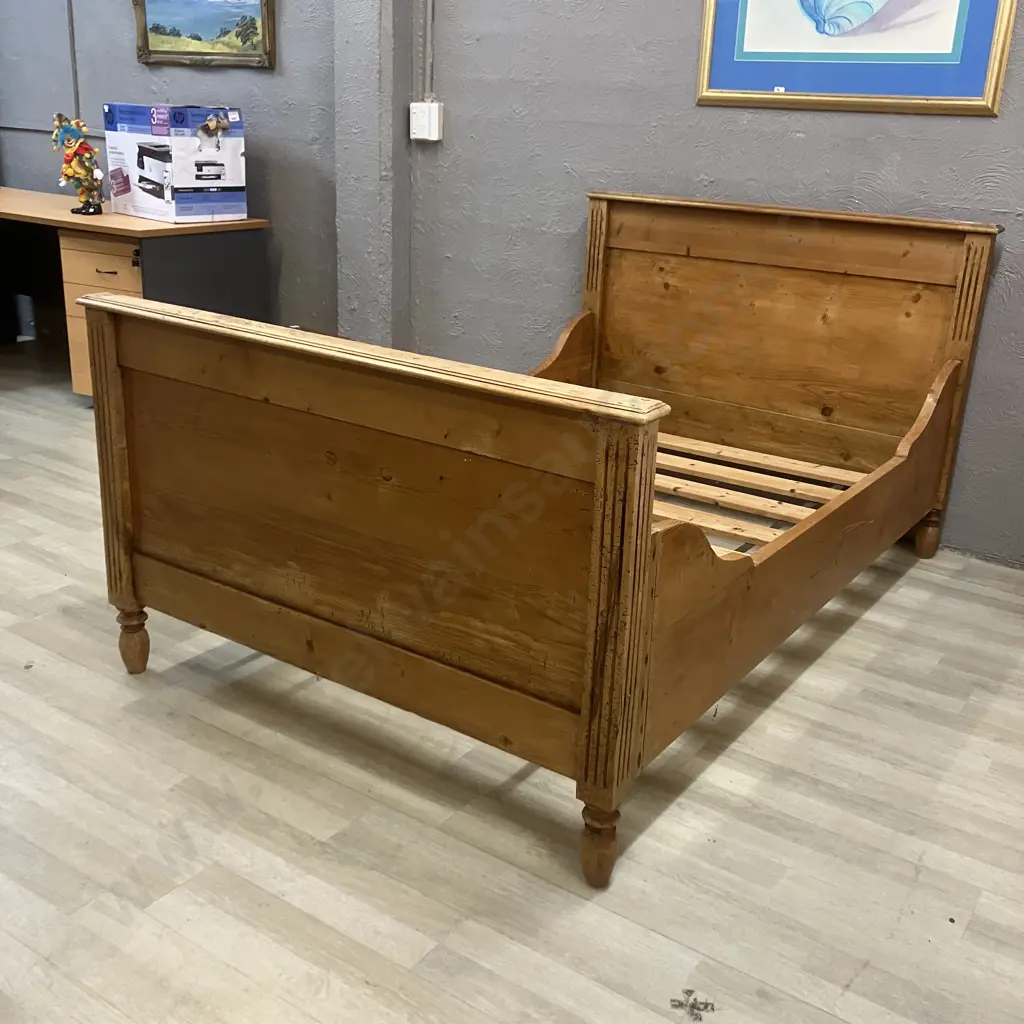 Antique Victorian Pine Bed Image 1++