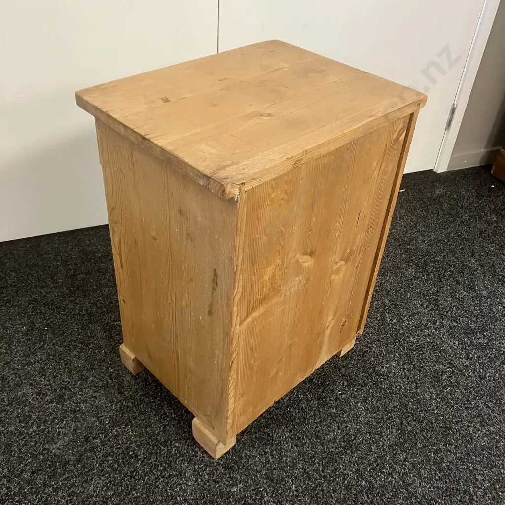 Antique Victorian Pine Single Drawer Bedside Cabinet. H62 W46 D36cm Image 1++