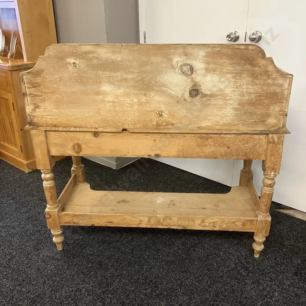 Antique Victorian Pine Washstand With Brass Taps & Spout, 2 x False Drawers. H109 W118 D52cm Image 1++