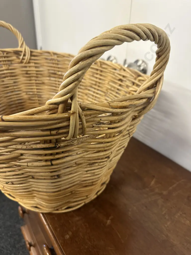 Oval Wicker Laundry Basket Twisted Handles. 36 x 63cm Image 1++