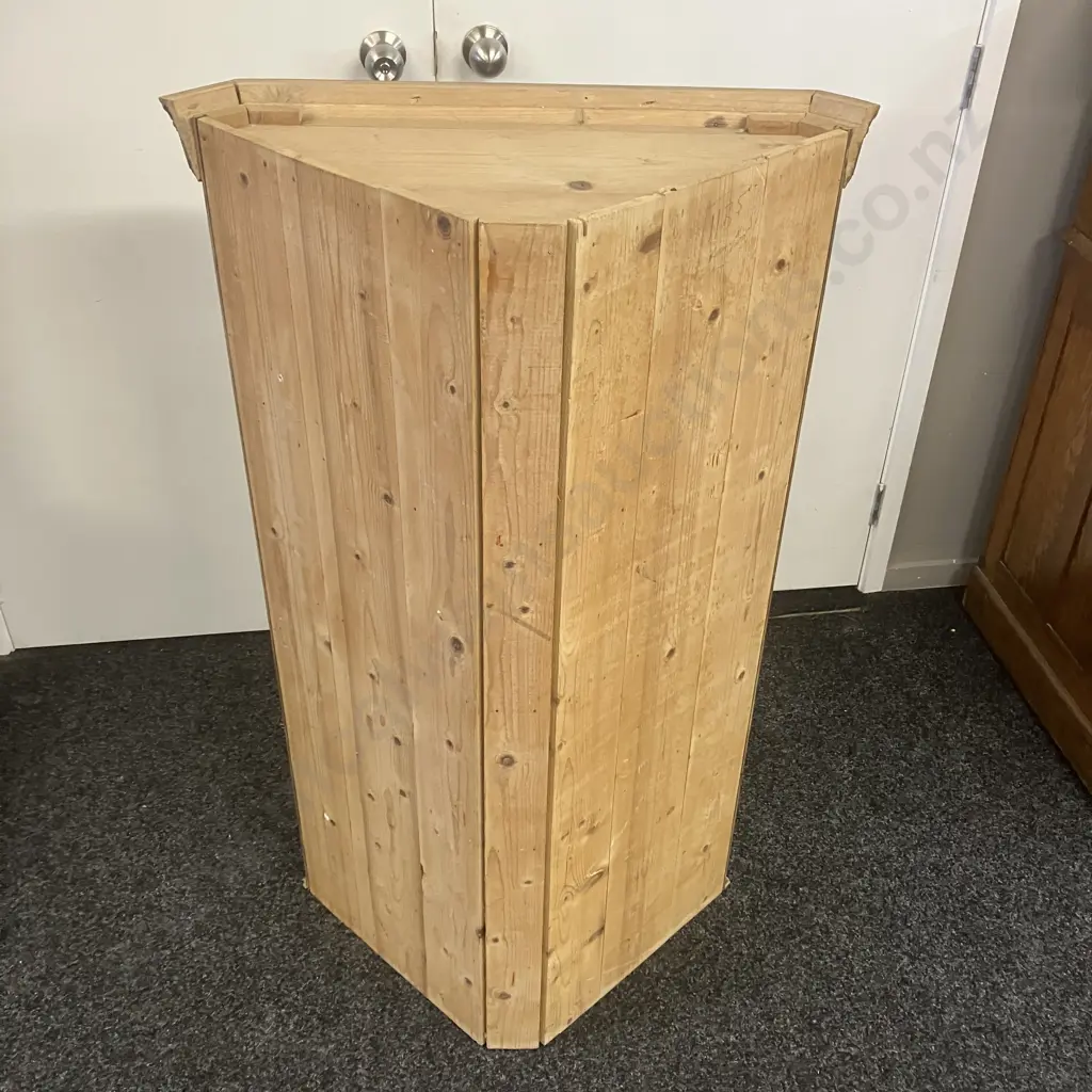 Antique English Pine Hanging Corner Cupboard, 1 Drawer, 1 Door. H116 W71 D35.5cm Image 1++