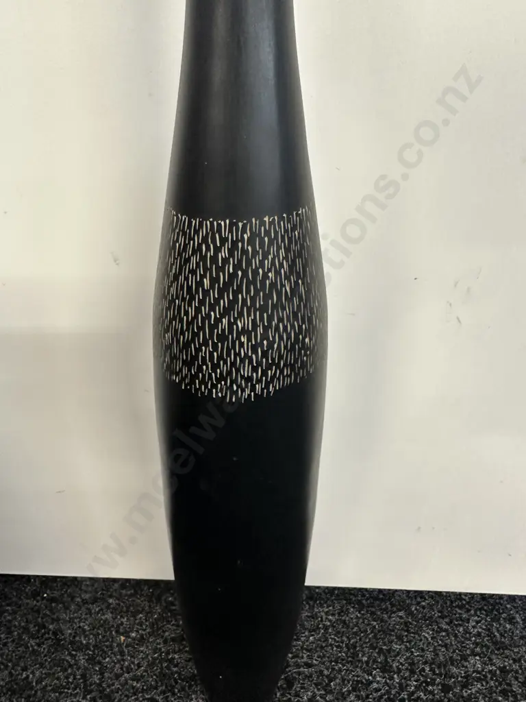 Black Slender Wooden Vase. H66.5cm Image 1++