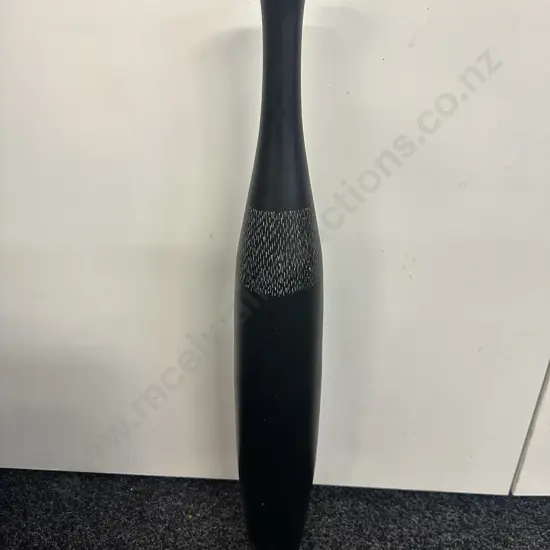 Black Slender Wooden Vase. H66.5cm