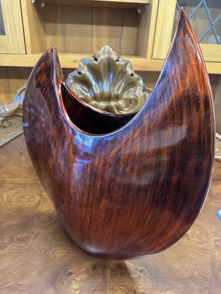 LP Design Reddish Brown Decorative Curved Vase. H46cm Image 1++