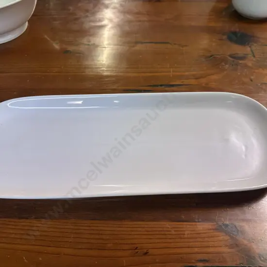 French White Pillivuyt Porcelain Serving Tray Stamped 22 05 53 L53,D21cm.