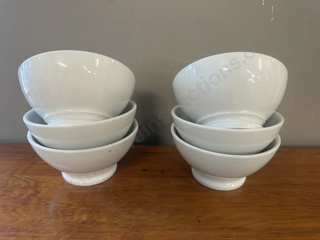 Set Of Six Pillivuyt White Porcelain Bowls Image 1++