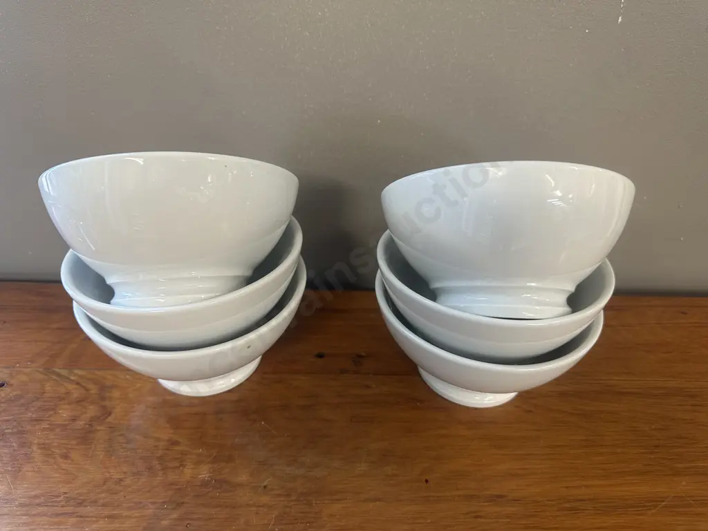 Set Of Six Pillivuyt White Porcelain Bowls Image 1++