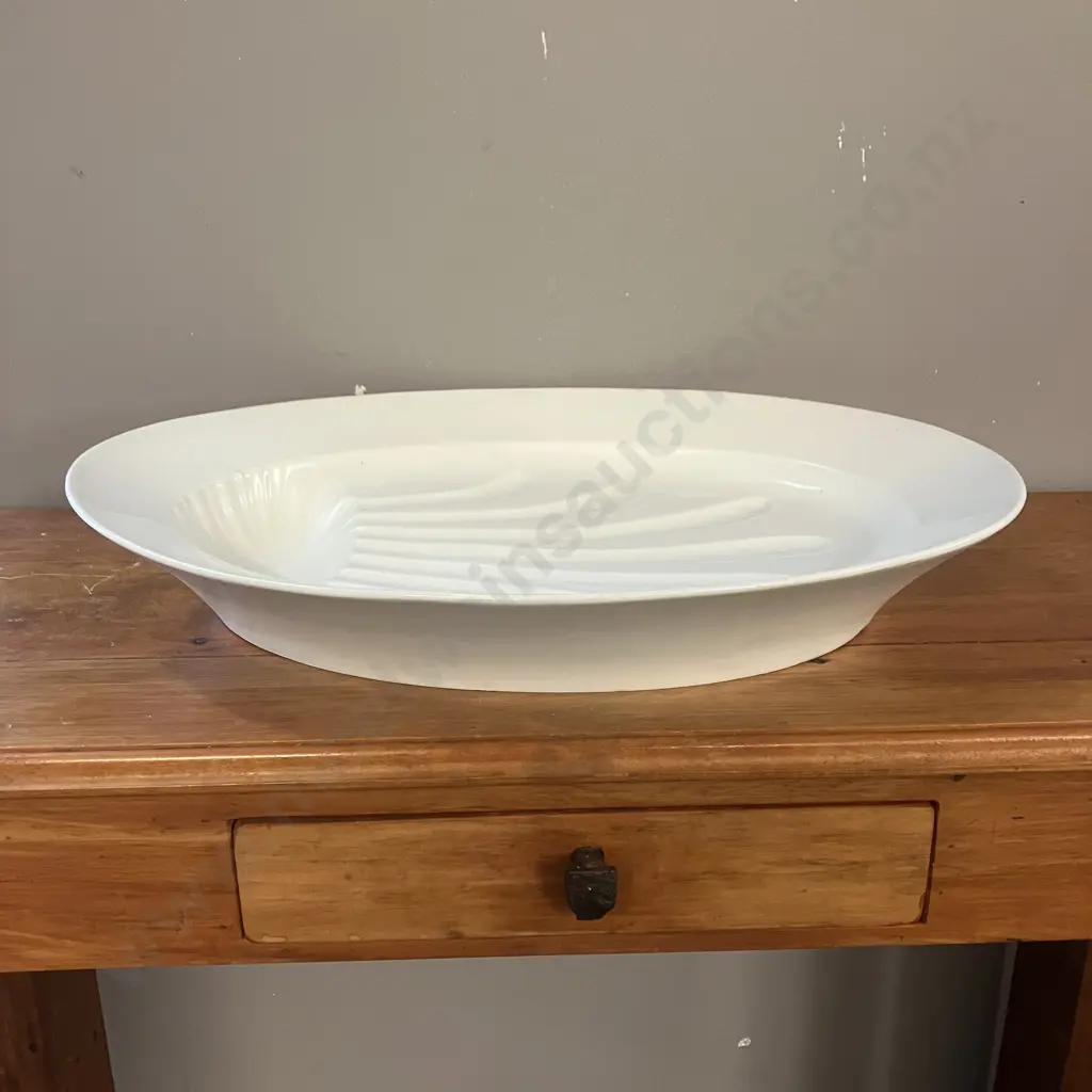 French Antique Large Oval Ironstone 'Gigot' Roast Footed Platter. 50.5 x 34cm Image 1++