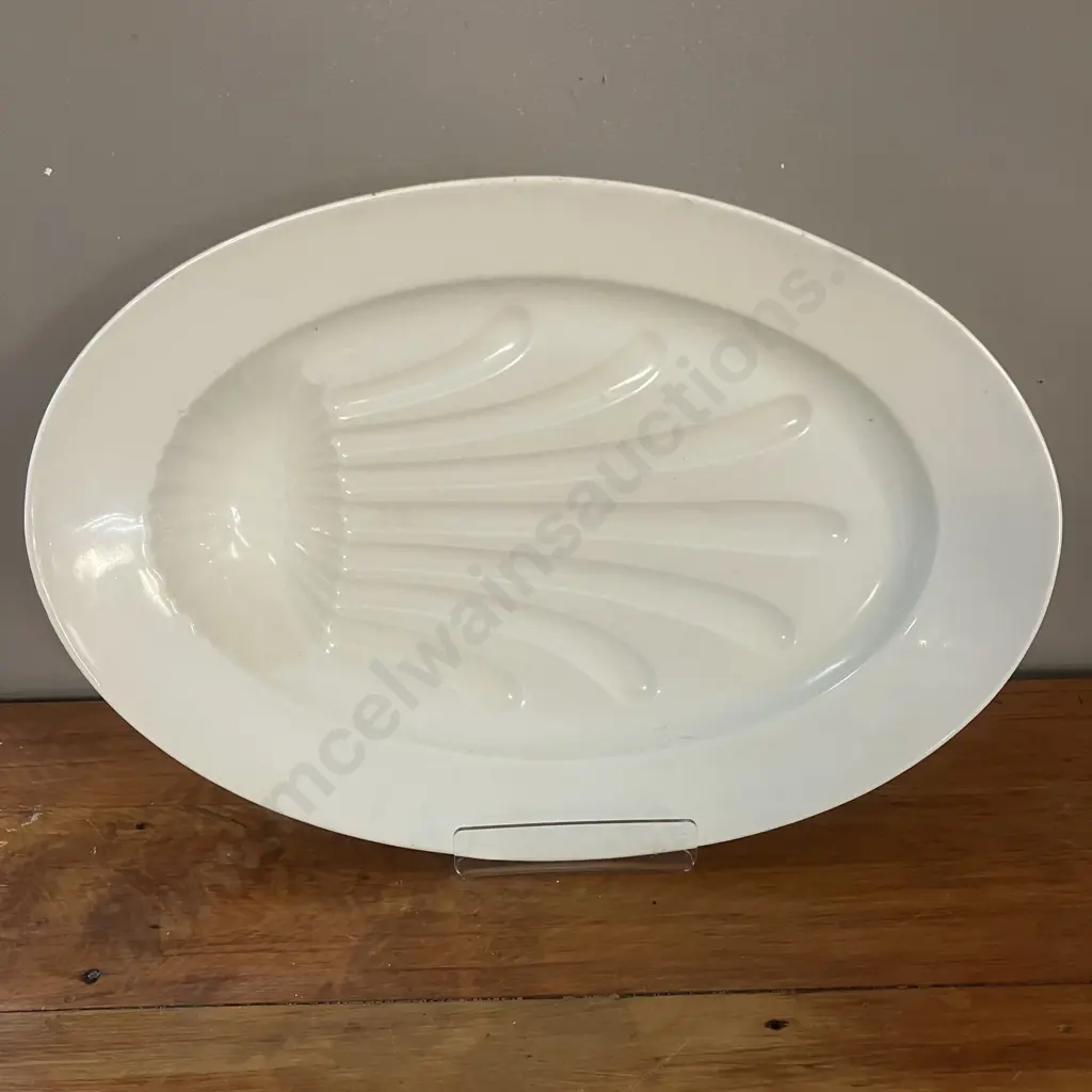 French Antique Large Oval Ironstone 'Gigot' Roast Footed Platter. 50.5 x 34cm Image 1++