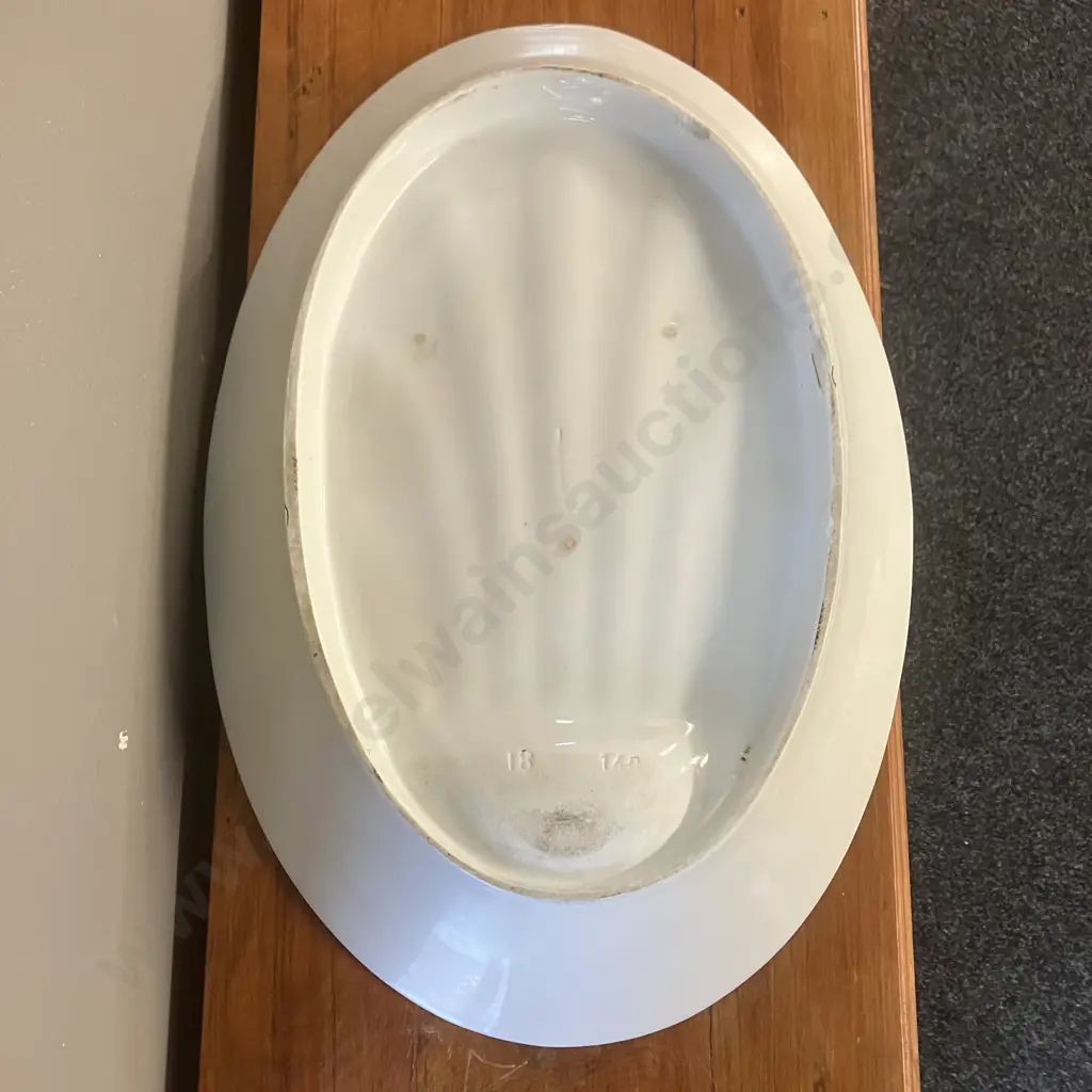 French Antique Large Oval Ironstone 'Gigot' Roast Footed Platter. 50.5 x 34cm Image 1++