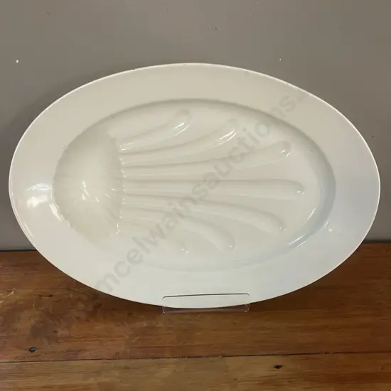French Antique Large Oval Ironstone 'Gigot' Roast Footed Platter. 50.5 x 34cm