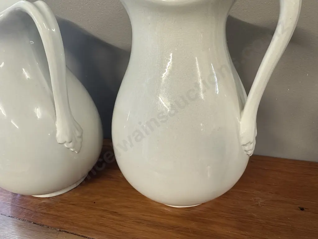 Pair Of White Porcelain Pitchers 28&29cm. Image 1++
