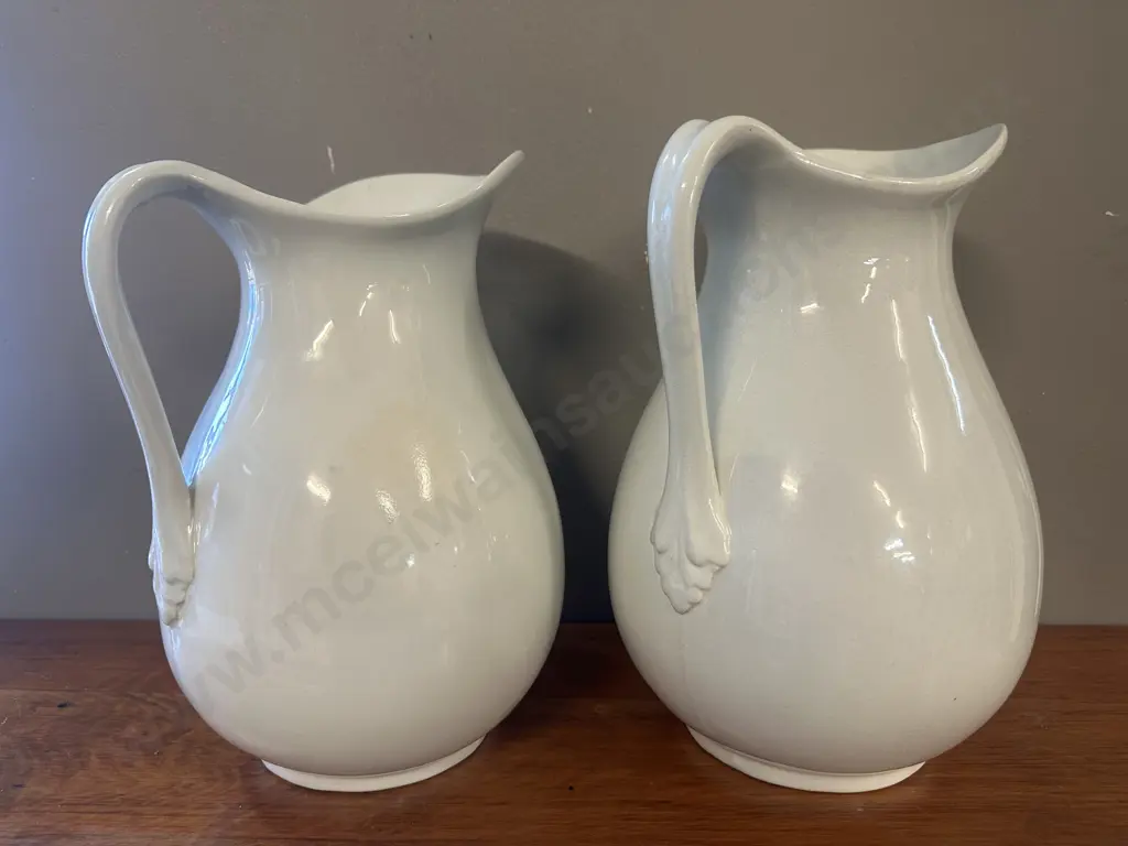 Pair Of White Porcelain Pitchers 28&29cm. Image 1++