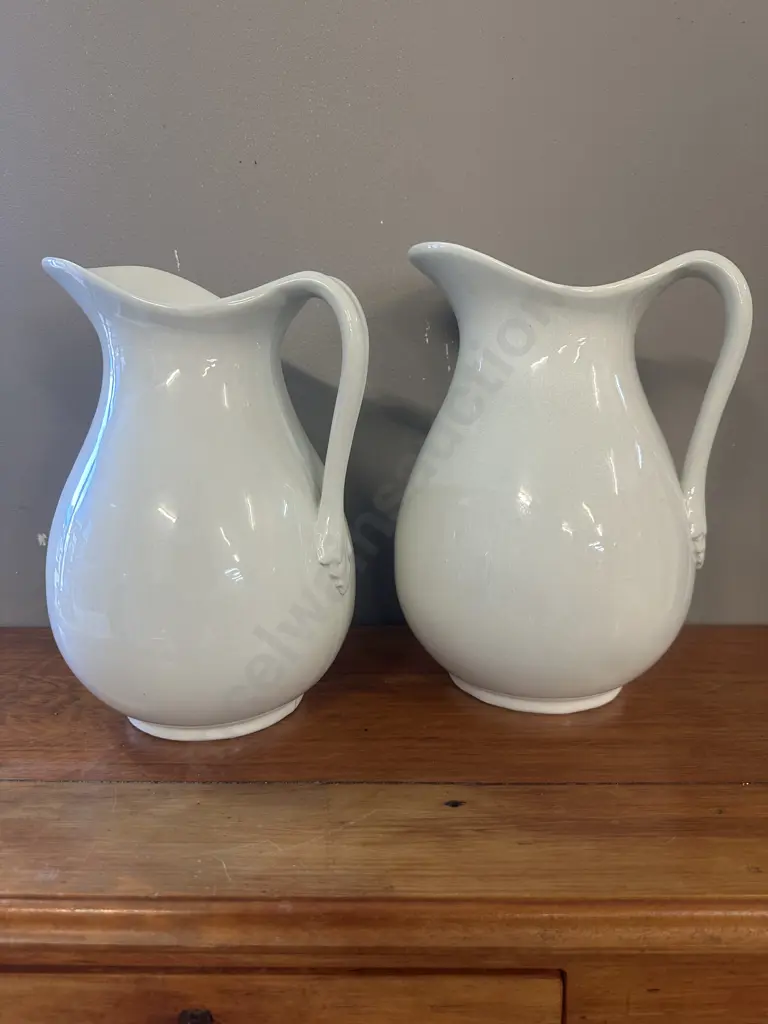 Pair Of White Porcelain Pitchers 28&29cm. Image 1++