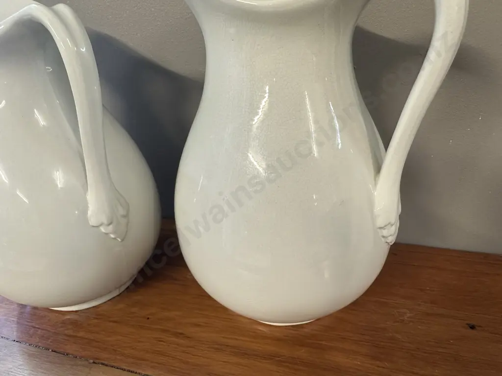 Pair Of White Porcelain Pitchers 28&29cm. Image 1++