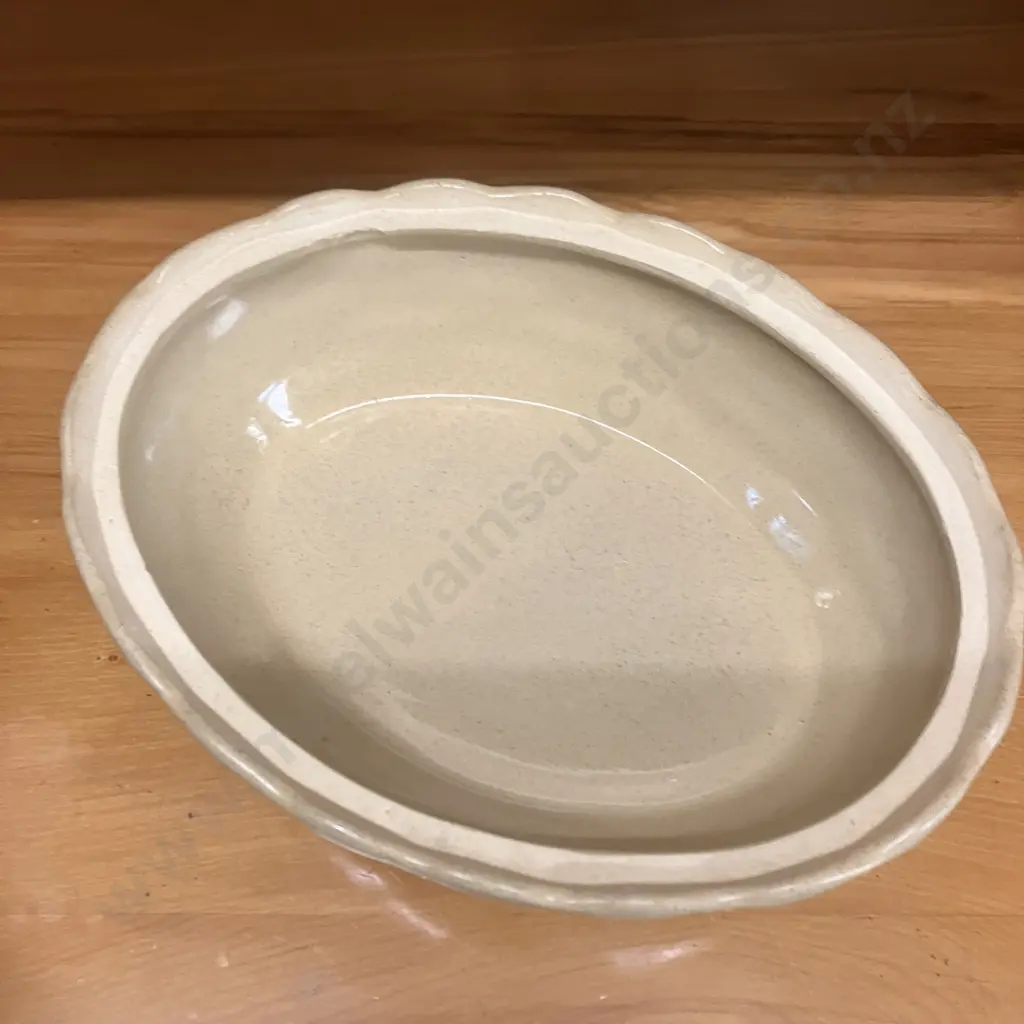 Vintage 1960s Moira Pottery England Sitting Hen On Nest Egg Basket & Pair of White Ceramic 34cm Deviled Egg Platters Image 1++