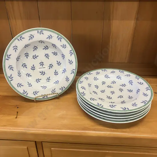 Set of Six Villeroy & Boch Switch 3 Porcelain 23cm Rimmed Bowls #1748