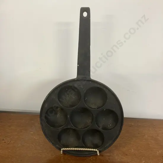 Vintage Cast Iron Aebleskiver Danish Pancake Pan. Dia 25cm