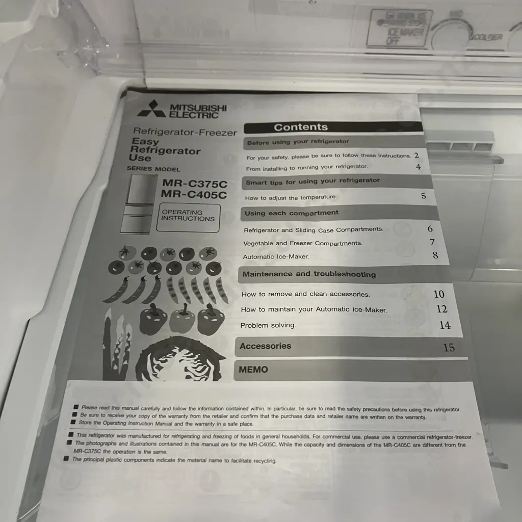 Mitsubishi Refrigerator Freezer - 375 Litre, MR-C375C-ST-A, Humidity Drawer & Freezer Drawer, Stainless Steel Image 1++