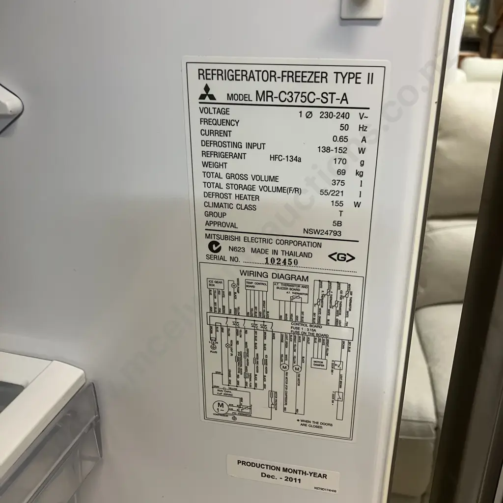 Mitsubishi Refrigerator Freezer - 375 Litre, MR-C375C-ST-A, Humidity Drawer & Freezer Drawer, Stainless Steel Image 1++