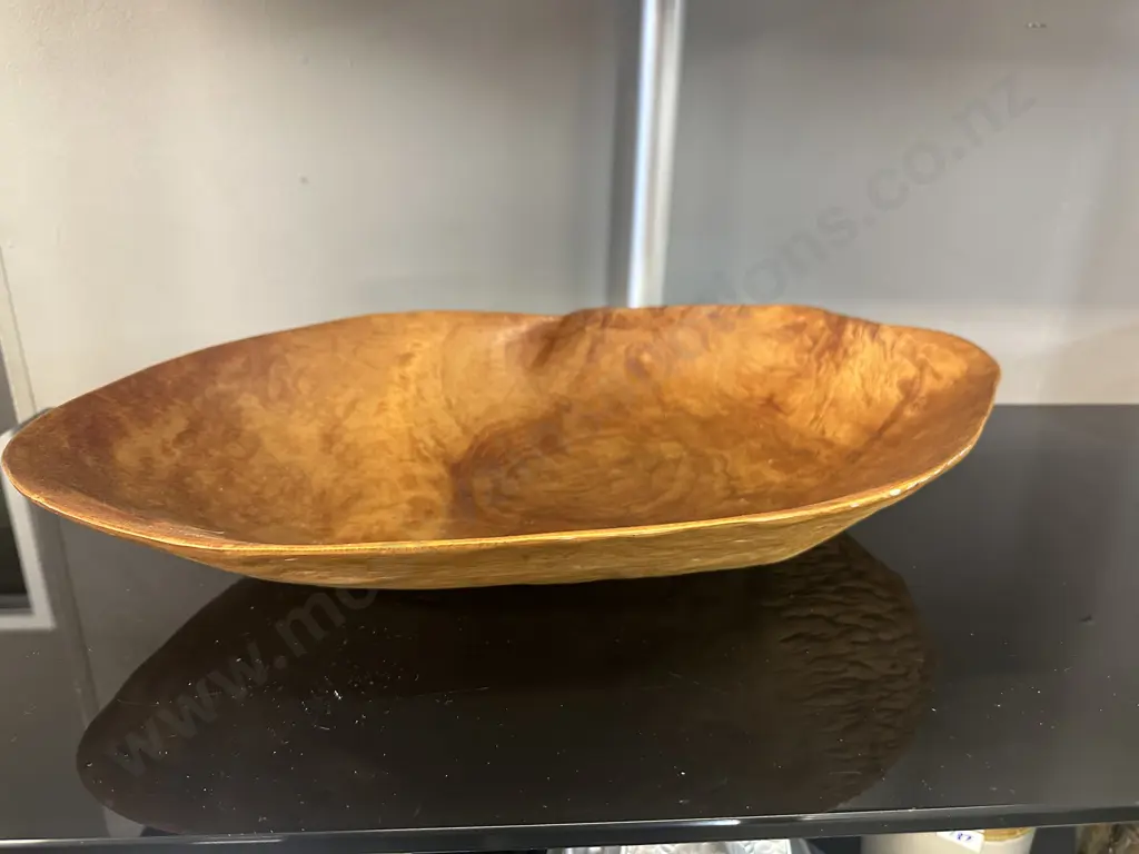 Vintage Large Swedish Burr Wood Bowl. 9 x 47cm Image 1++