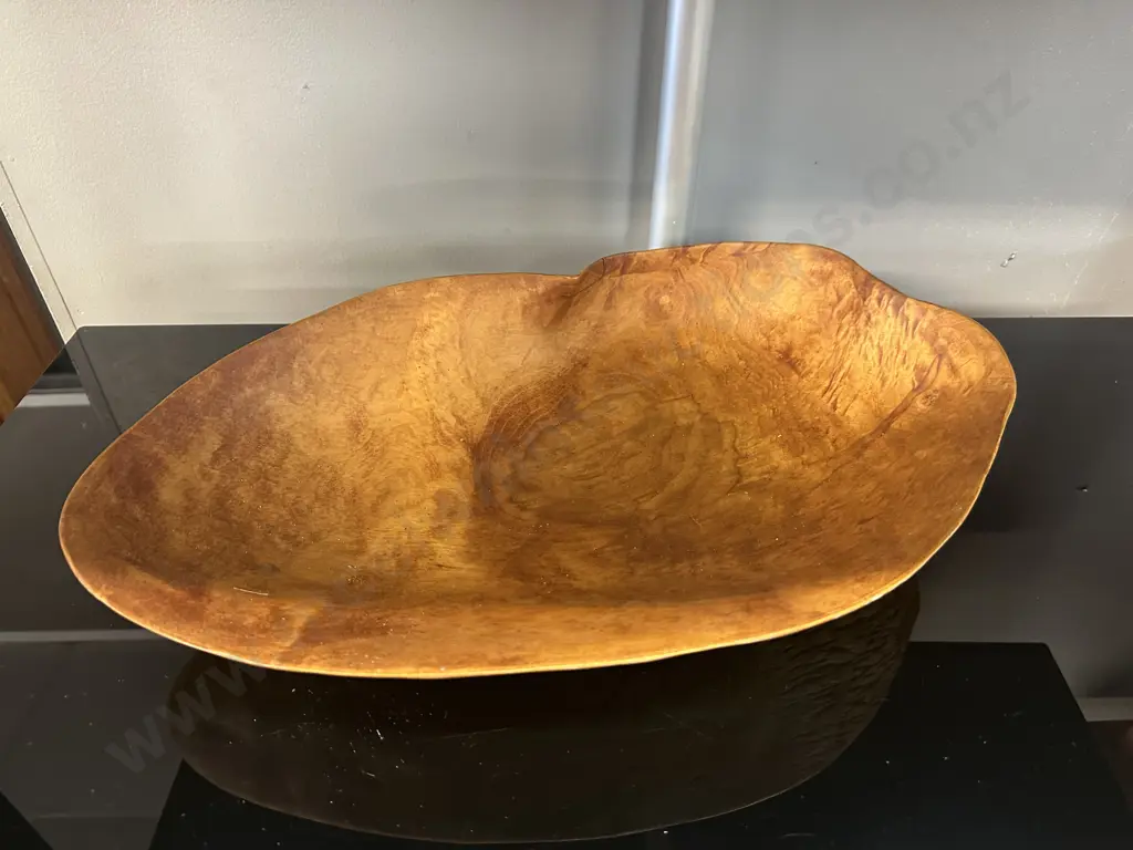 Vintage Large Swedish Burr Wood Bowl. 9 x 47cm Image 1++
