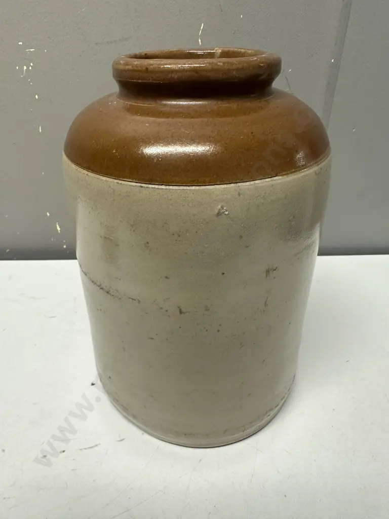Vintage Two Toned Timaru Potteries Stoneware Jar H28cm. Image 1++