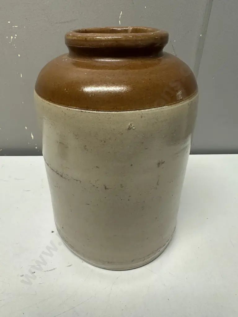 Vintage Two Toned Timaru Potteries Stoneware Jar H28cm. Image 1++