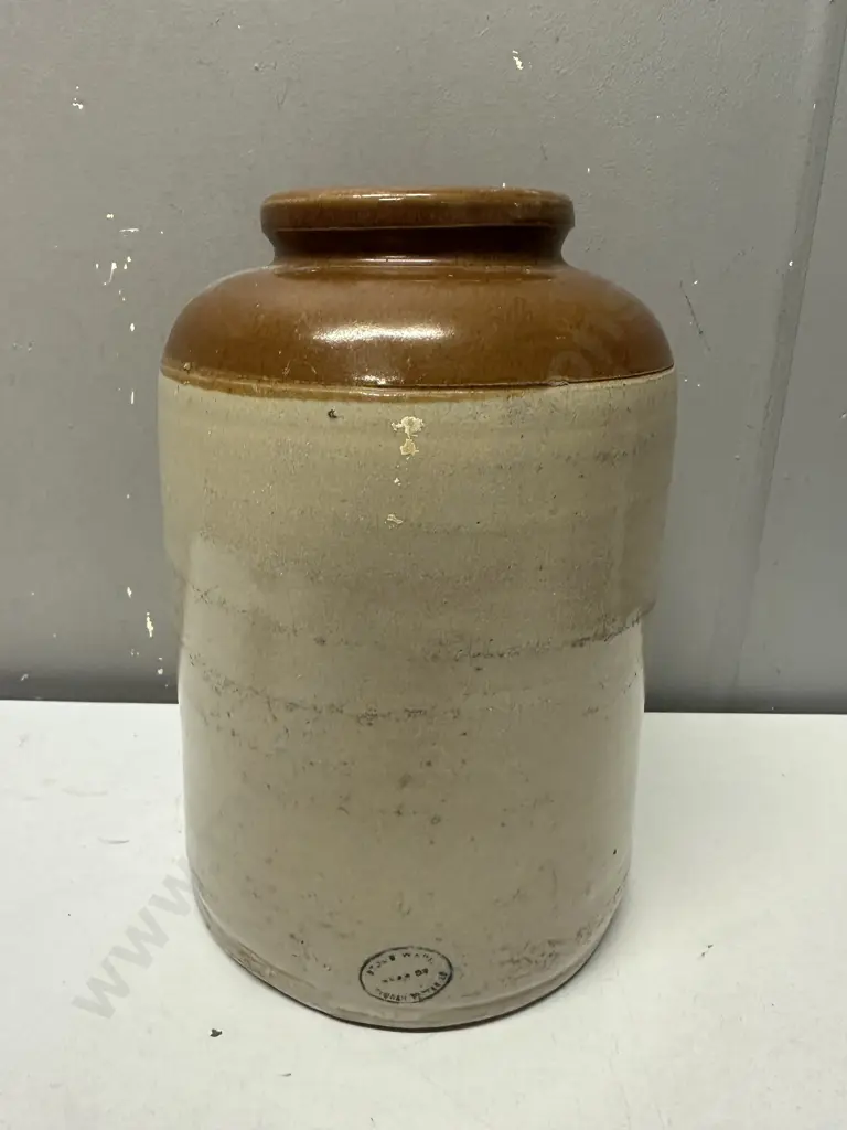 Vintage Two Toned Timaru Potteries Stoneware Jar H28cm. Image 1++