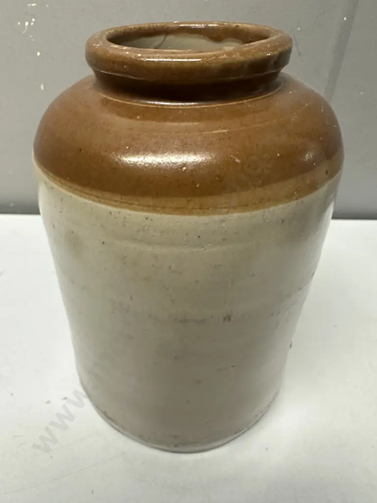 Vintage Two Toned Timaru Potteries Stoneware Jar H28cm. Image 1++