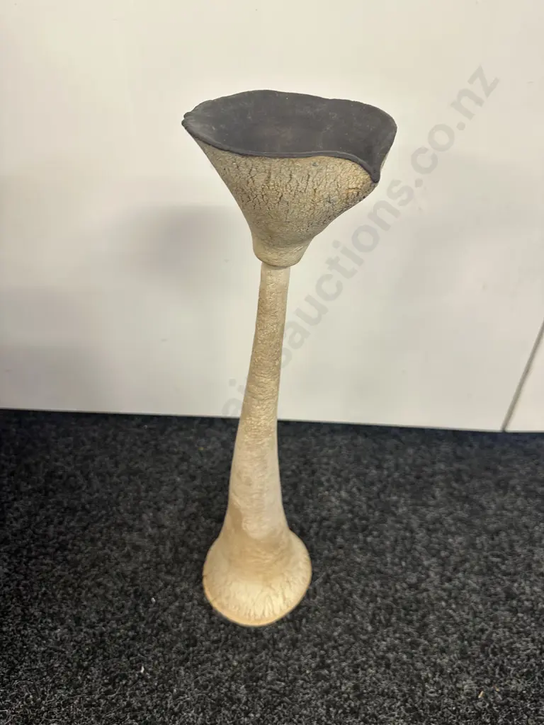 Pottery Cream Crackle Tulip Vase. H53cm Image 1++