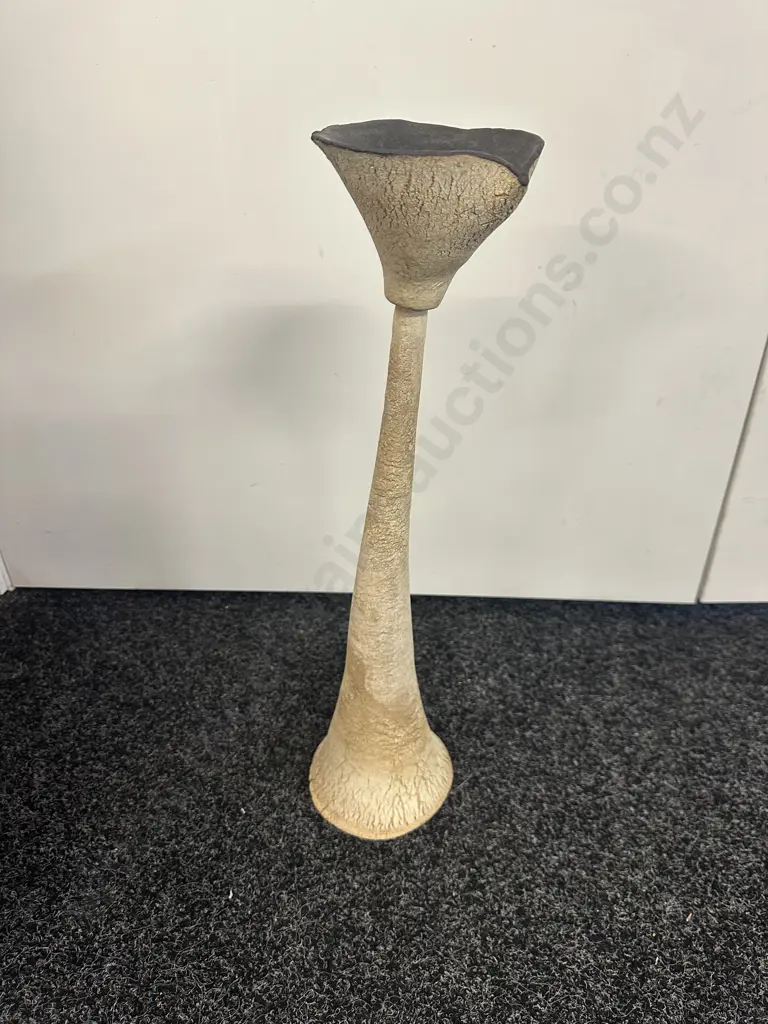 Pottery Cream Crackle Tulip Vase. H53cm Image 1++