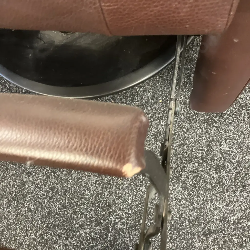 IMG Norway Brown Leather Manual Swivel Rocker Recliner (As Found Condition) Image 1++
