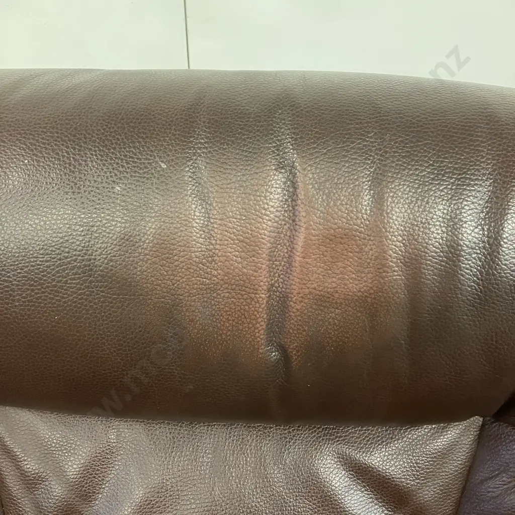 IMG Norway Brown Leather Manual Swivel Rocker Recliner (As Found Condition) Image 1++