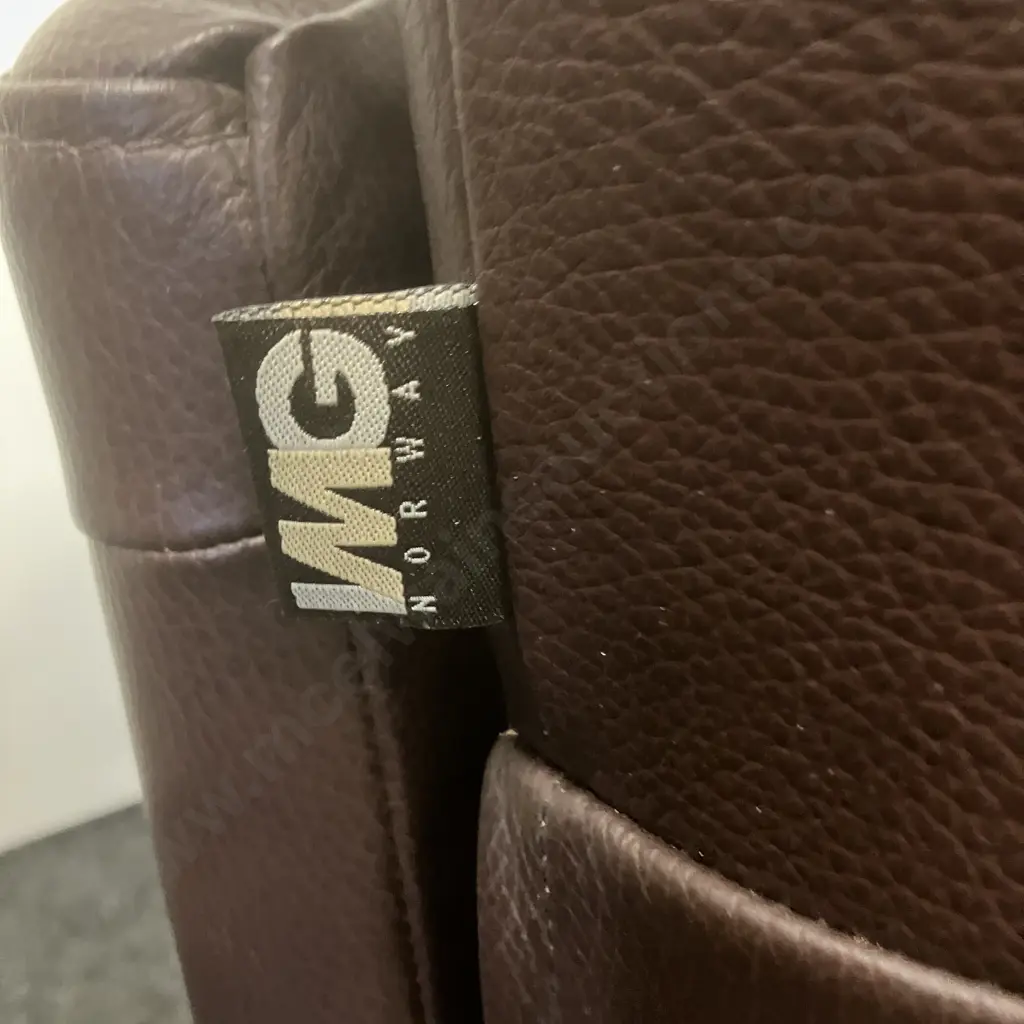 IMG Norway Brown Leather Manual Swivel Rocker Recliner (As Found Condition) Image 1++
