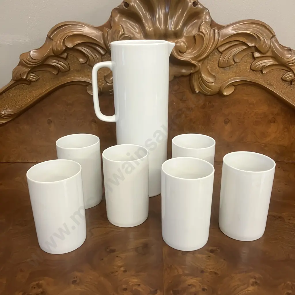 Mid Century Thomas Rosenthal Germany 1916 Mercedes 27.5cm Jug With 6 Assorted Classic Car Mugs Image 1++