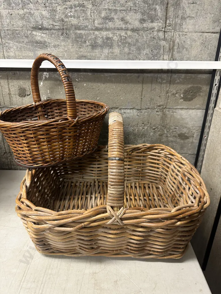 Cane Handled Baskets x2  Image 1++