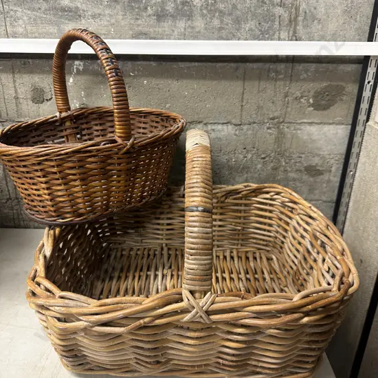 Cane Handled Baskets x2 