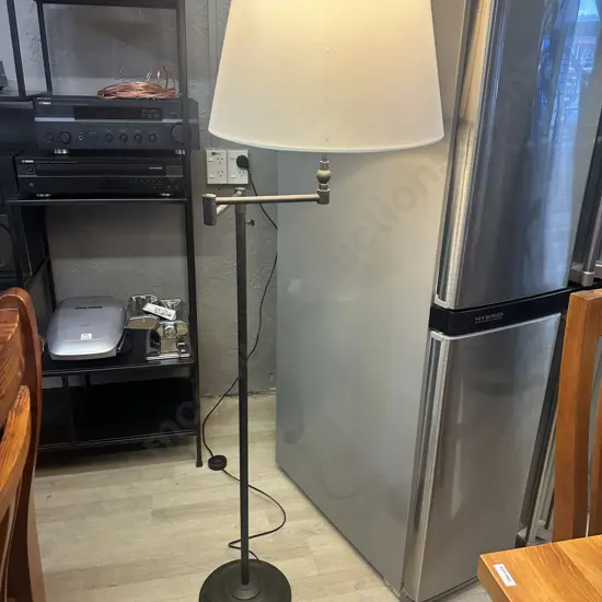 Swing Arm Floor Lamp With Cream Shade & Adjustable Heights H147cm.