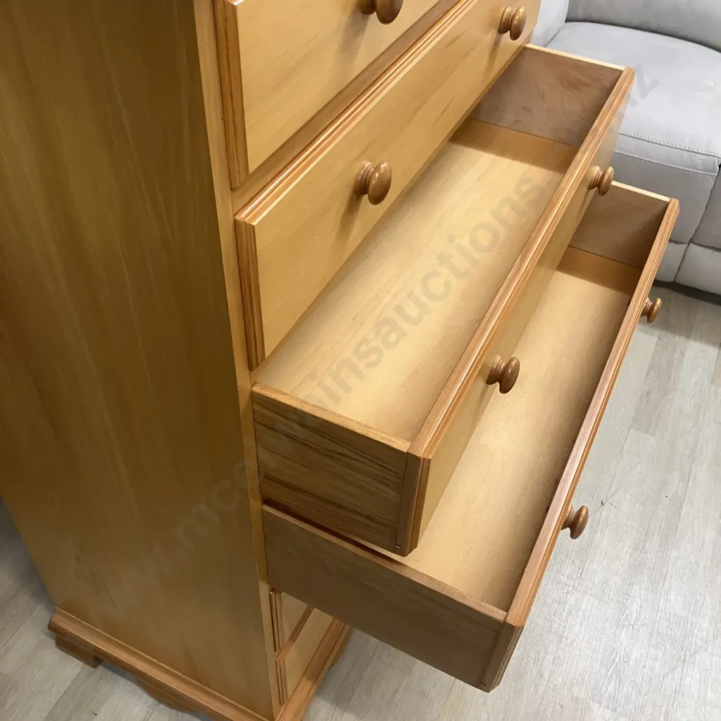 DA Lewis (ChCh) Rimu 7 Drawer Scotch Chest, Knob Handles. H119.5 W90 D46cm Image 1++