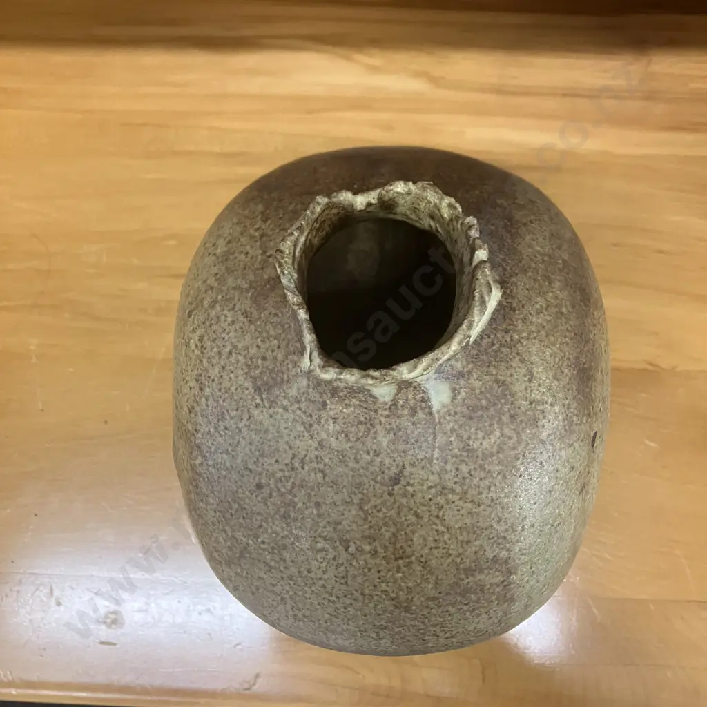 Glazed Pottery Vase Stamped On Base. H16cm Image 1++
