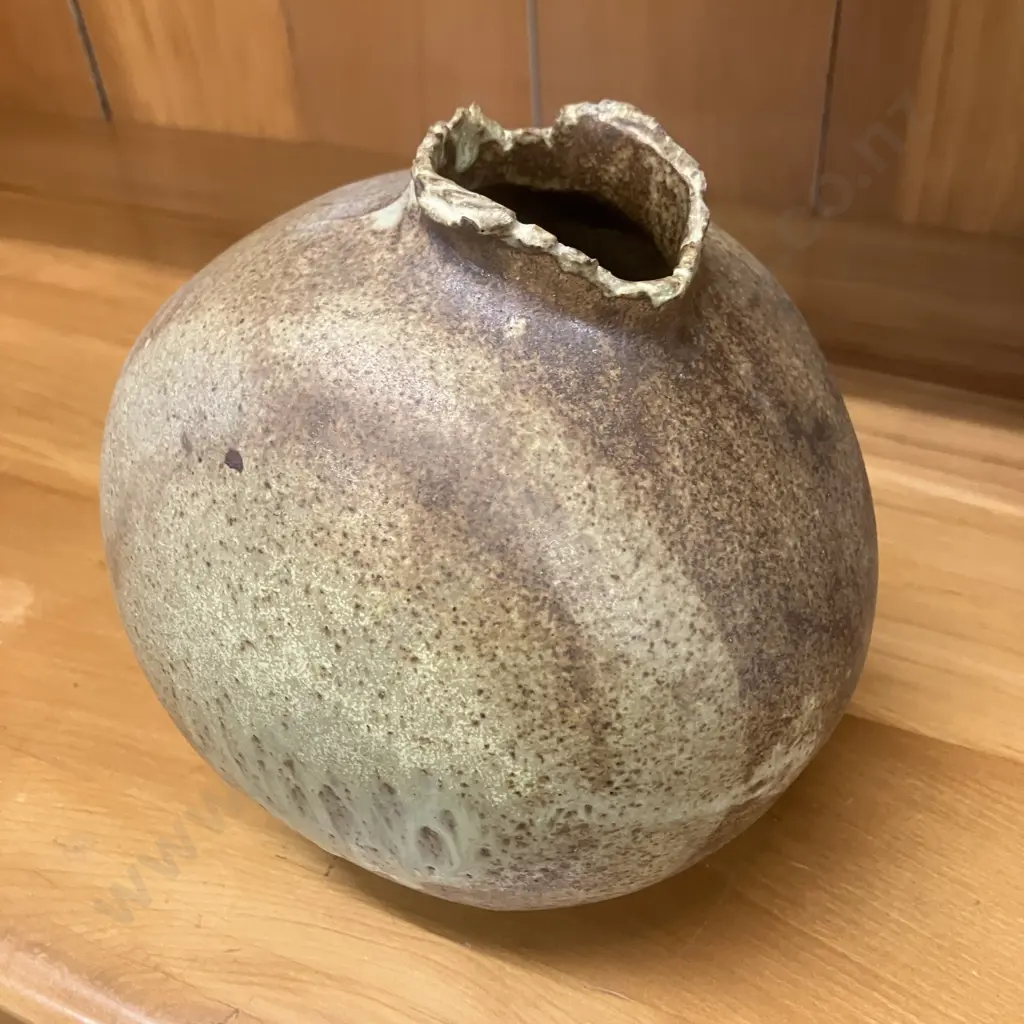 Glazed Pottery Vase Stamped On Base. H16cm Image 1++