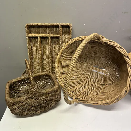Vintage Cutlery Tray & Handled Baskets