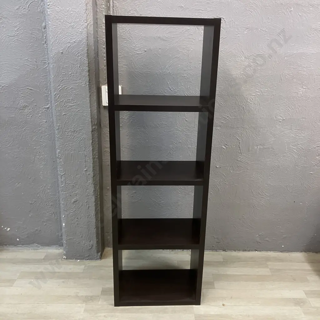 Black Wood Effect 4 Shelf Unit. H155 W50 D29cm Image 1++