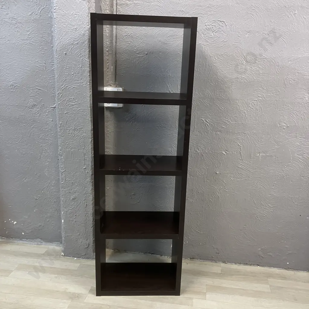 Black Wood Effect 4 Shelf Unit. H155 W50 D29cm Image 1++